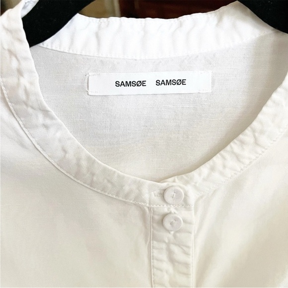 Samsoe Samsoe Mejse Shirt Women's Size L Bright White Button Down Puff Sleeves - Picture 6 of 6